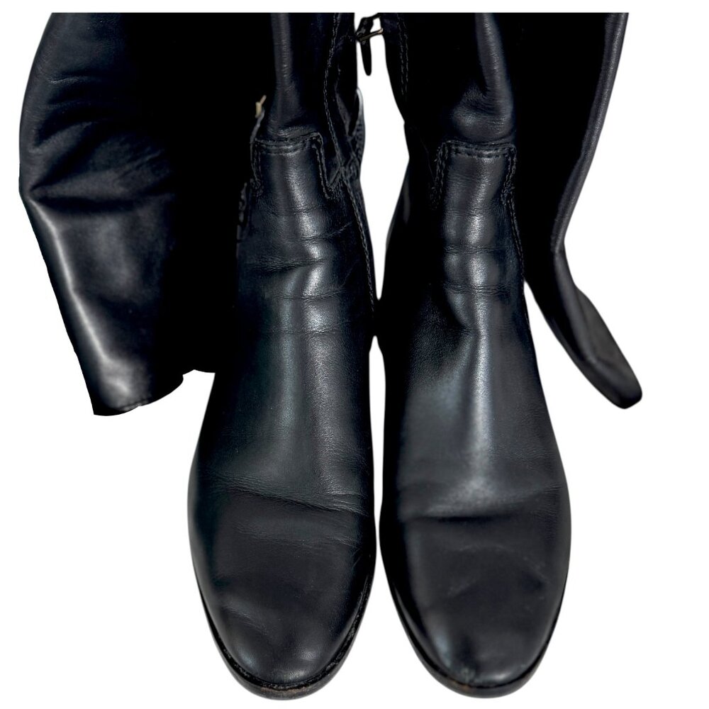 Tory Burch Wyatt Boots Over the Knee 7.5 Black Leather OTK Stretch Back - Picture 9 of 10